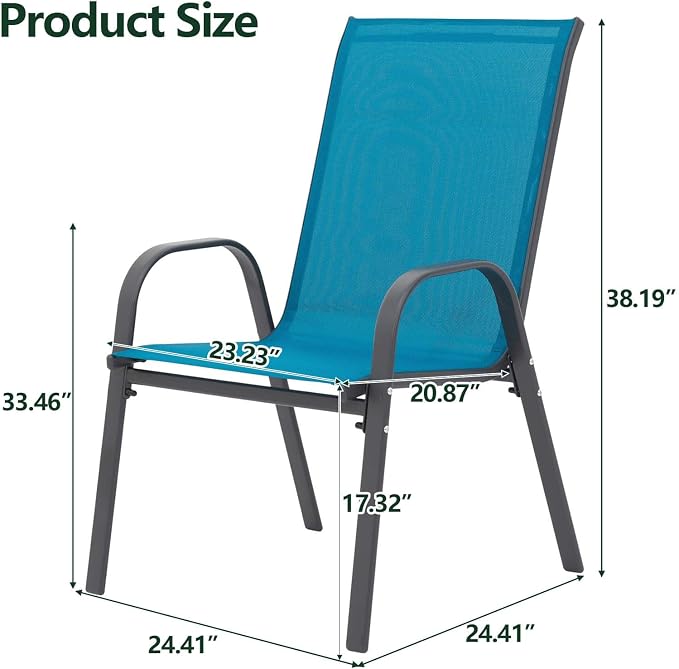 Majnesvon Outdoor Patio Chairs Set of 6, Stackable Patio Chairs, Front Porch - Image 2