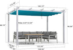 PURPLE LEAF Pergola 10' x 12' Aluminum Frame Retractable, Turquoise Blue | - Image 6