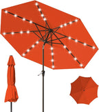 9FT Patio Umbrella with Solar Lights, Outdoor Market Umbrella with Tilt and by YourPerfectOutdoorEscape