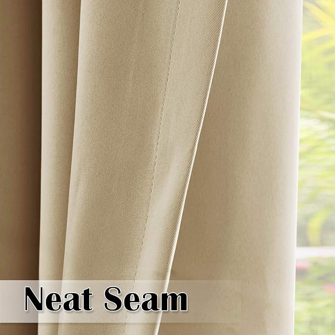 Outdoor Curtains Waterproof W52 x L108 Inch Cream Beige, 1 Panel | Thermal - Image 2