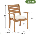 Stackable Patio Dining Chairs Set of 2, Acacia Wood, Stackable Design - Image 3