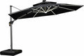 PURPLE LEAF Cantilever Umbrella 12ft Solar LED Light Double Top, Stays bright by PURPLELEAF