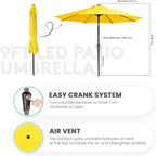JEAREY 9' Patio Umbrella with Solar Lights, LED Umbrella, Lemon | Outdoor Table - Image 7