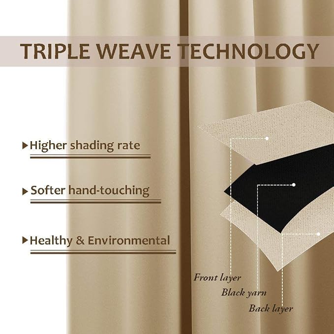 NICETOWN 2 Panels Weighted Blackout Curtains - Image 6