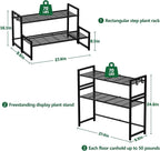 2-Tier Metal Plant Stand, Stackable Heavy Duty Flower Rack | 2-tier tall design - Image 3