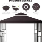 10x10 FT Gazebo Replacement Top, Canopy Replacement Cover Double Tiered - Image 3