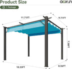 Aoxun 10'x12' Retractable Pergola, Heavy Duty Metal Frame - Image 7