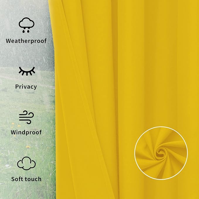 Easy-Going Outdoor Curtains for Patio 1 Panel, 110x96 inch, Weatherproof - Image 6