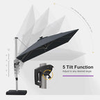 PURPLE LEAF Cantilever Umbrella 9' X 9' Solar LED Light Patio Deck, Stays bright - Image 7