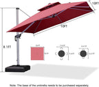 PURPLE LEAF Cantilever Patio Umbrellas 10' x 10' Square Double Top, Terra | - Image 9
