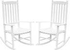 Flamaker Acacia Wood Porch Rocking Chairs Set of 2 | White Rocking Chairs by Flamaker