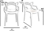 2xhome Modern Dining Chair | Stackable Indoor or Outdoor Entangled Side Chair | - Image 3