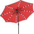 JEAREY 9' Patio Umbrella with Solar Lights, LED Umbrella, Rust | Outdoor Table by JEAREYOutdoorsCollection