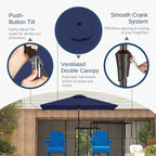 6.5' x 10' Rectangular Patio Umbrella Large Outdoor Market Umbrella w/UV - Image 3