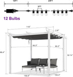PURPLE LEAF Outdoor White Pergola 10' x 13' w/Light, Extra Canopy, aluminum - Image 8
