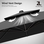 9x12FT Grey Cantilever Outdoor Patio Umbrella - Image 7