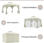 12'x12' Outdoor Gazebo with 100FT String Lights, Metal Heavy Duty Patio Canopy - Image 3