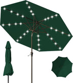 9FT Patio Umbrella with Solar Lights, Outdoor Market Umbrella with Tilt and by YourPerfectOutdoorEscape