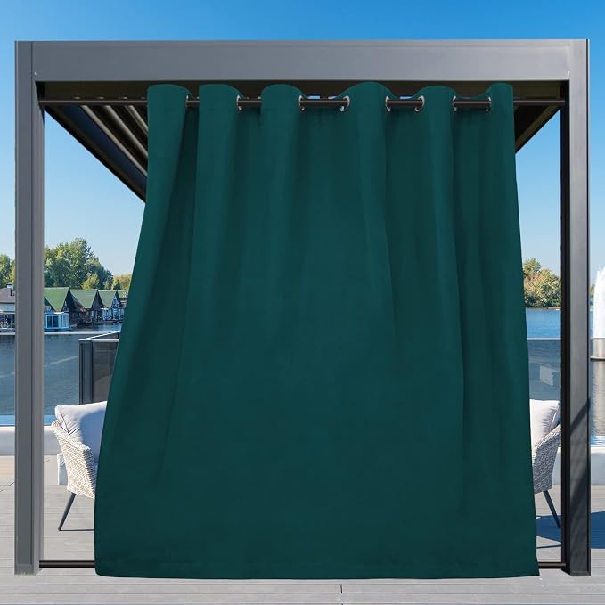 Easy-Going Outdoor Curtains for Patio 1 Panel, 110x84 inch, Teal | Waterproof - Image 3