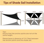 Shade&Beyond Custom Sun Shade Sail 16'x17'x23.3' Triangle Black Sun Sail Shades - Image 5