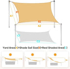 Quictent Sun Shade Sail for Patio w/Hardware Kit 185GSM 24x24ft Sand | Square - Image 2