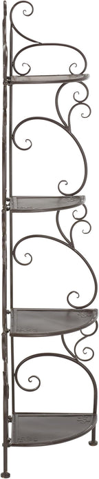 SAFAVIEH Outdoor Collection Turuca Rustic Brown Wrought Iron 4-Tier Corner Shelf - Image 8