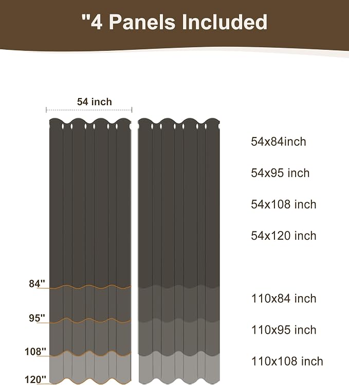 Outdoor Curtains for Patio Waterproof Rod Pocket 4 Pcs 54x84 Inch Black | - Image 7