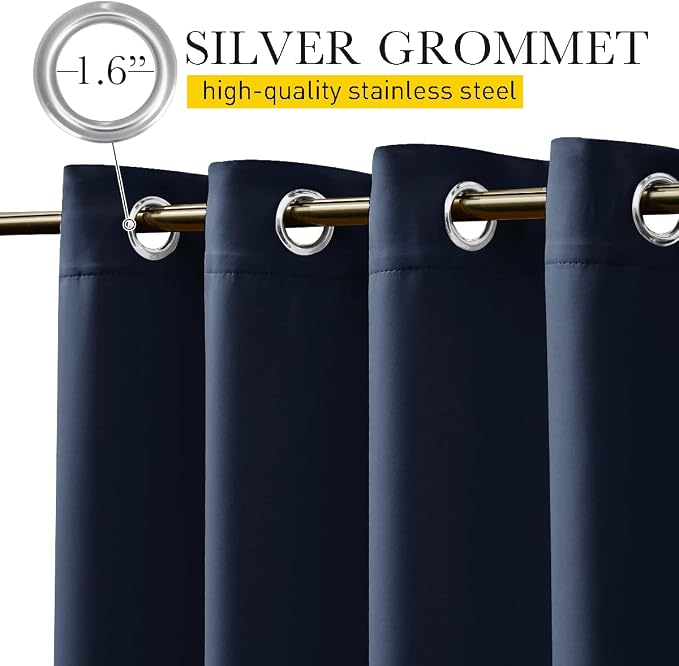 NICETOWN 2 Panels Outdoor Curtains Waterproof Extra Long W52xL108 Navy | - Image 2
