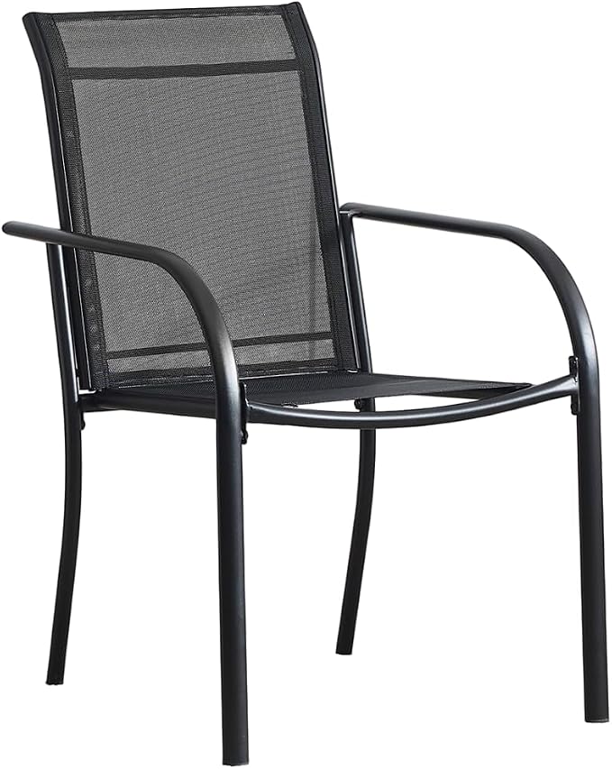 Stackable Patio Chairs Set of 6, Outdoor Dining Chairs - Image 5