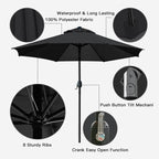 Sunnyglade 9' Patio Umbrella Outdoor Table Umbrella - Image 2