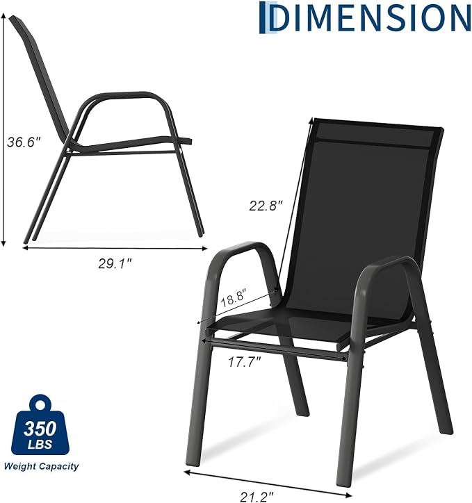 Stackable Outdoor Patio Dining Chairs Set of 6 – High Back Chairs - Image 2