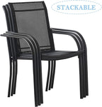 Stackable Patio Chairs Set of 4, Outdoor Dining Chairs - Image 4
