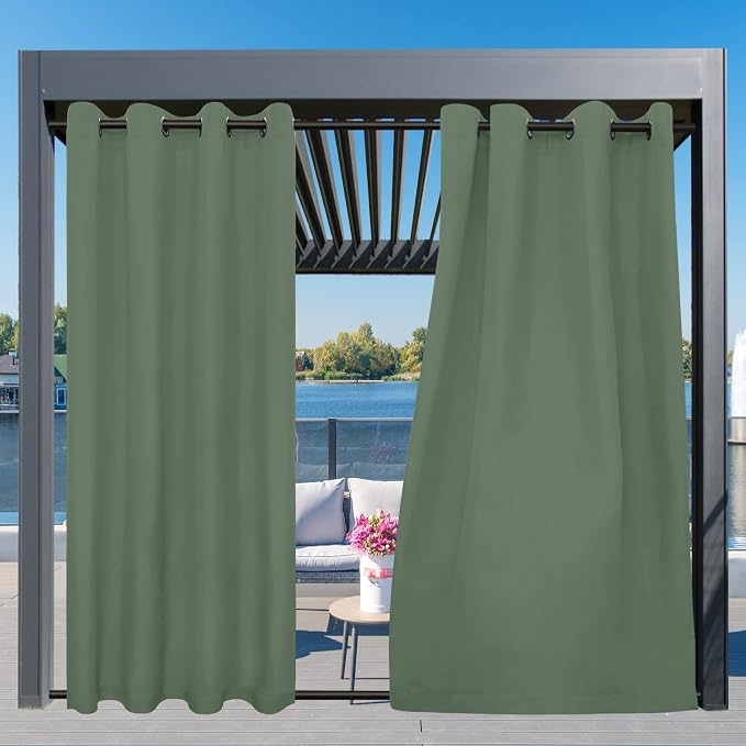 Easy-Going Outdoor Curtains for Patio 1 Panel, 54x120 inch, Sage Green | - Image 3