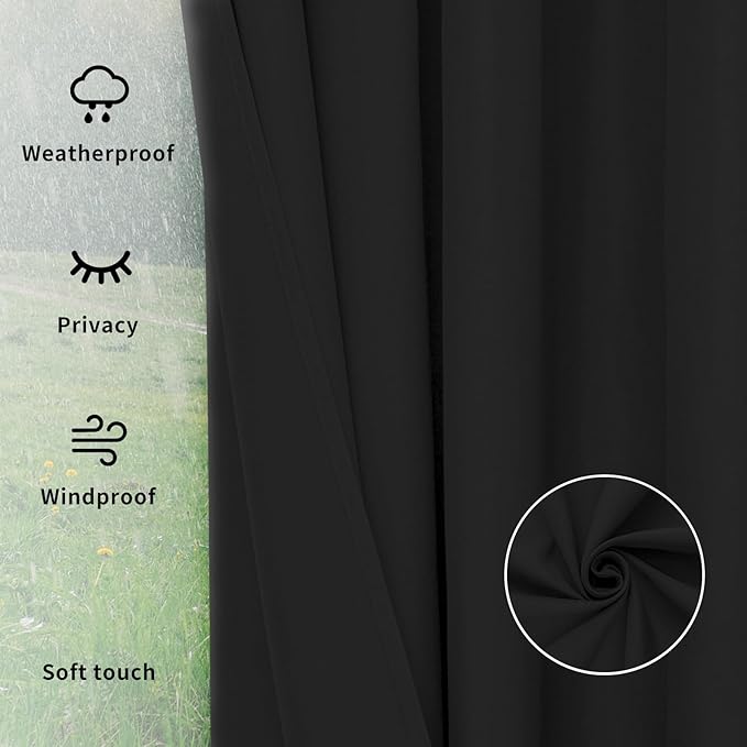 Easy-Going Outdoor Curtains for Patio 1 Panel, 110x108 inch, Weatherproof - Image 6