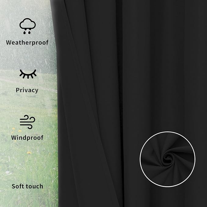Easy-Going Outdoor Curtains for Patio 6 Panels, 54x96 inch, Weatherproof - Image 6