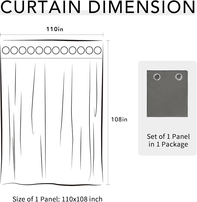 Easy-Going 100% Waterproof Outdoor Curtains 110x108 inch, Dark Grey | Windproof - Image 7