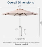 9FT Auto-Tilt Patio Umbrella|Outdoor Market Table Umbrella - Image 7