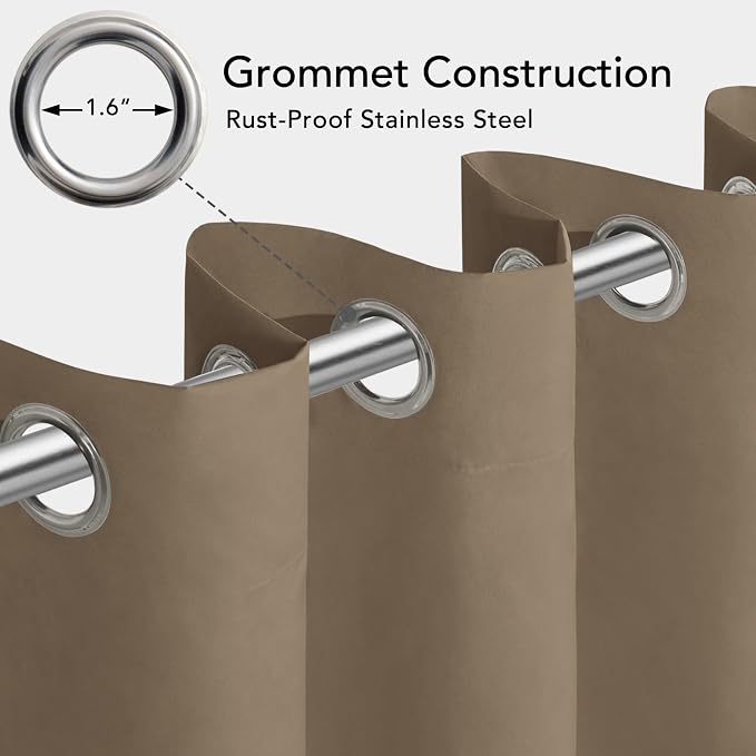 Easy-Going 100% Waterproof Outdoor Curtains 54x120 inch, Sand | Windproof - Image 3