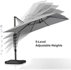 PURPLE LEAF Umbrella with Base and Cover 9' x 11.5' All Shade White | More - Image 4