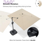 PURPLE LEAF Cantilever Umbrella 9' x 11.5' Rectangle 360° Rotation Beige | - Image 7