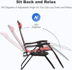 Nazhura Set of 2 Relaxing Recliners Patio Chairs Adjustable Steel Mesh Zero - Image 4