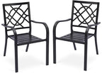 Patio Dining Chairs Set of 2, Stackable Metal High Back Chairs Set by Aoodor