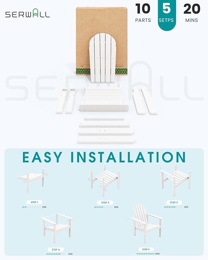 SERWALL HDPE Stackable Adirondack Chairs Set of 4, Space-Saving - Image 7