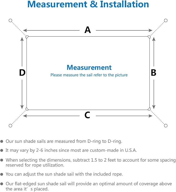 Eden's Decor Straight Flat-Edged Sun Shade Sail Rectangular 4' x 7' Beige - Image 3