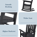 Outdoor Rocking Chairs Set of 2, Oversized Porch Rocker | Weather Resistant - Image 6