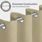 Easy-Going 100% Waterproof Outdoor Curtains 54x84 inch, Khaki | Windproof - Image 3