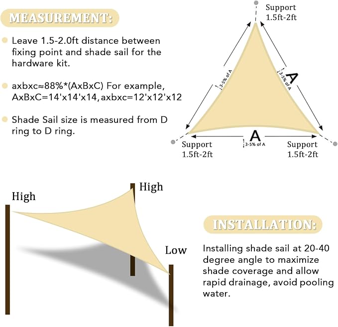 Shade&Beyond Custom Sun Shade Sail 6'x8'x10'TriangleSun Sail Shades Patio UV - Image 6
