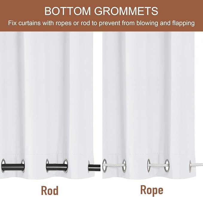 RYB HOME Extra Wide Outdoor Curtains 2 Panels or Patio Waterproof | Blackout - Image 3