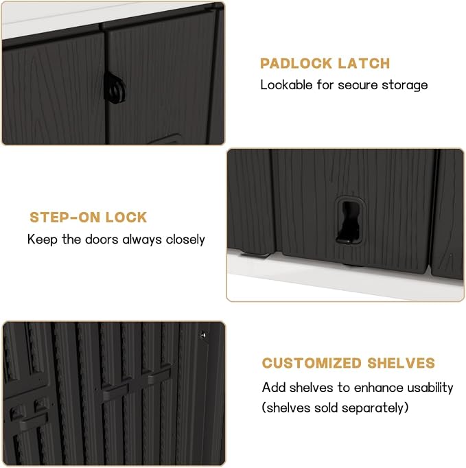 KINYING Outdoor Horizontal Storage Sheds, 37 Cu.ft Outdoor Storage Cabinet - Image 9
