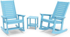 GREENVINES Outdoor Rocking Chairs Set, 2 Rockers w/ 1 Side Table, Arctic | by GreenVines